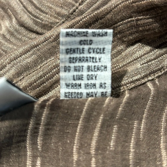 CHICO’S DESIGN Sz 3 Silk Linen Blend Roll Sleeve Tabs Cropped  Button Up Blouse - Picture 9 of 9